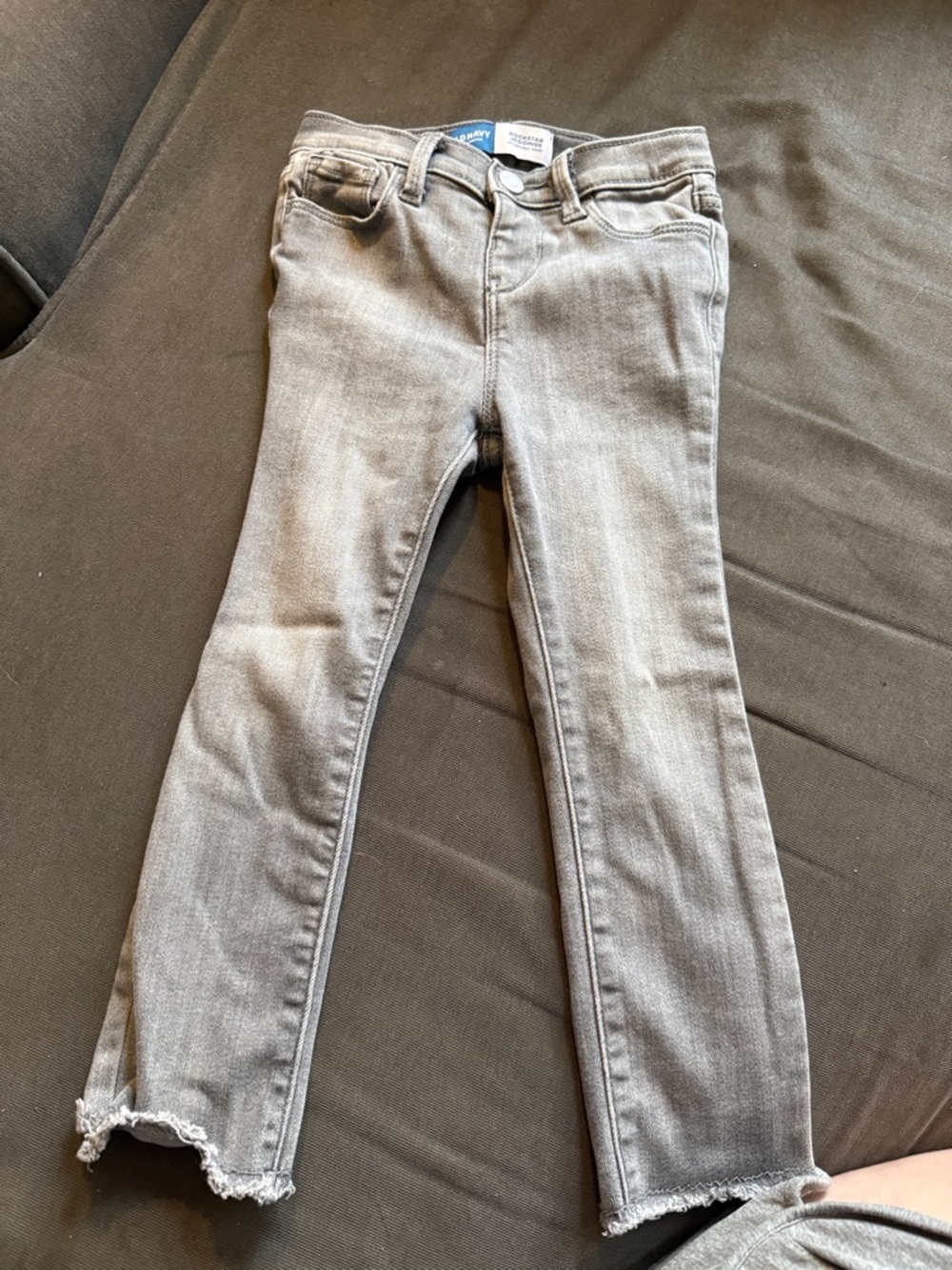 Old Navy Girls Gray Frayed Hem Skinny Jeans